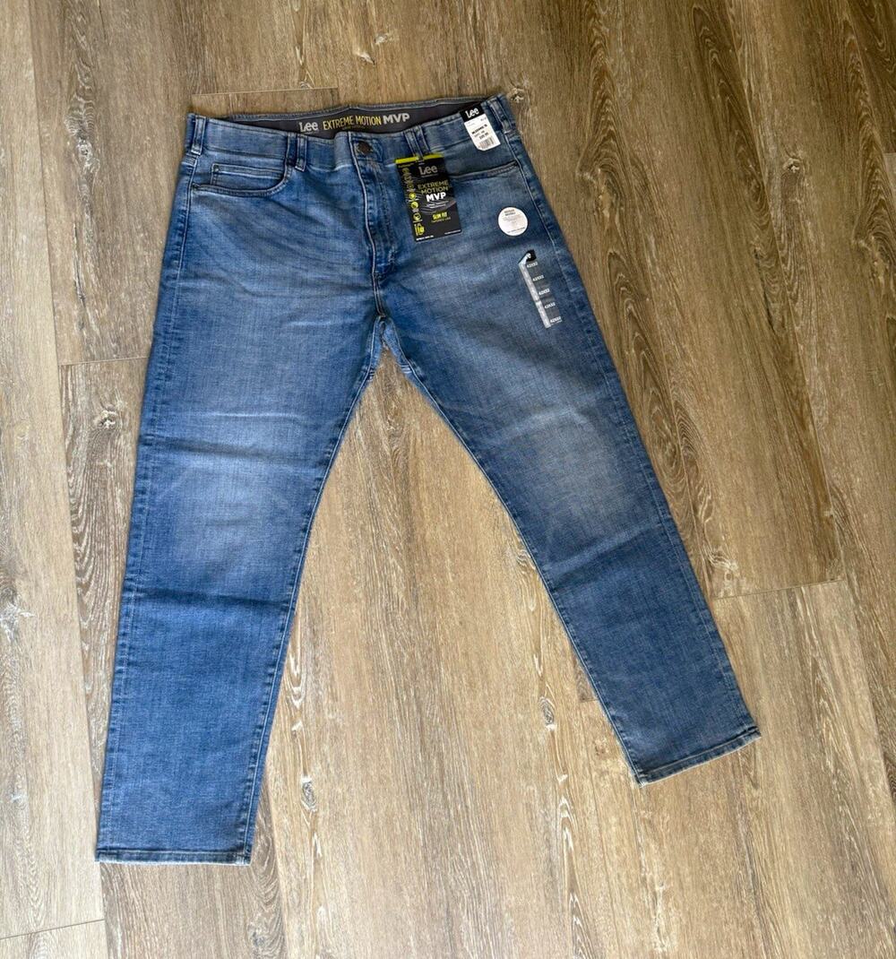 Lee Extreme Motion Stretch Moisture Wicking Slim Tapered Jeans Blue Medium